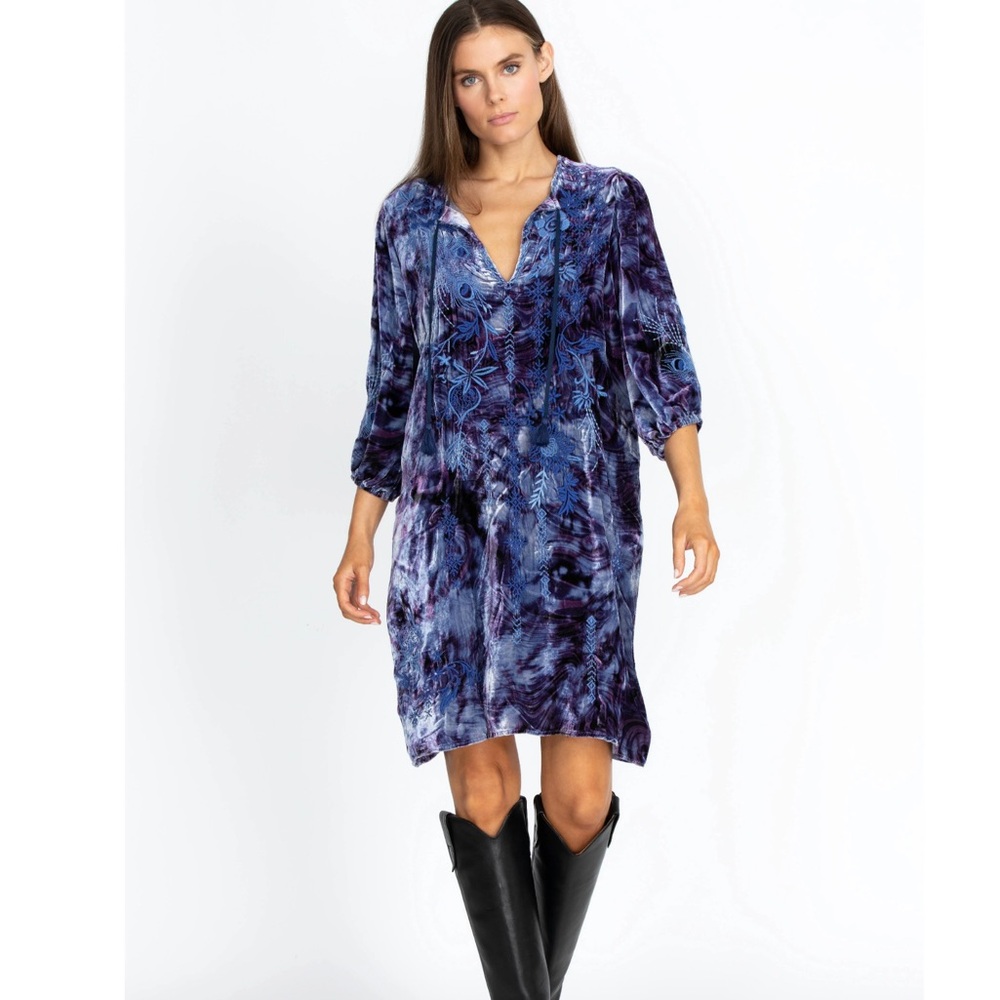 NWT Johnny Was AZURE VELVET RELAXED DRESS - CROATIAN DREAMS - CROATIAN DREAMS